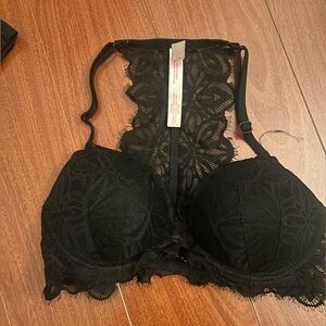 Victoria Secret PINK Elegant Black Lace Racerback Bra